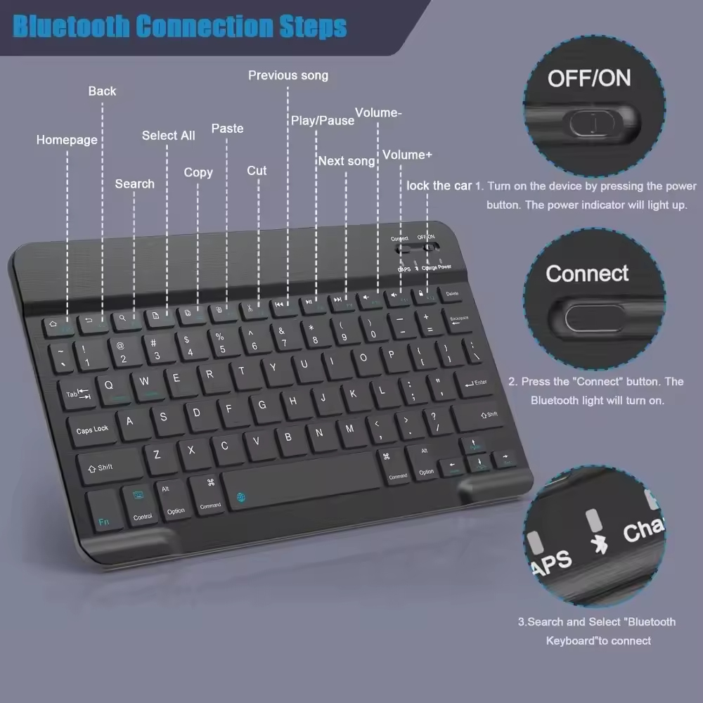 Clavier sans fil Bluetooth pou - Tablet Ipad Accessories avis et prix