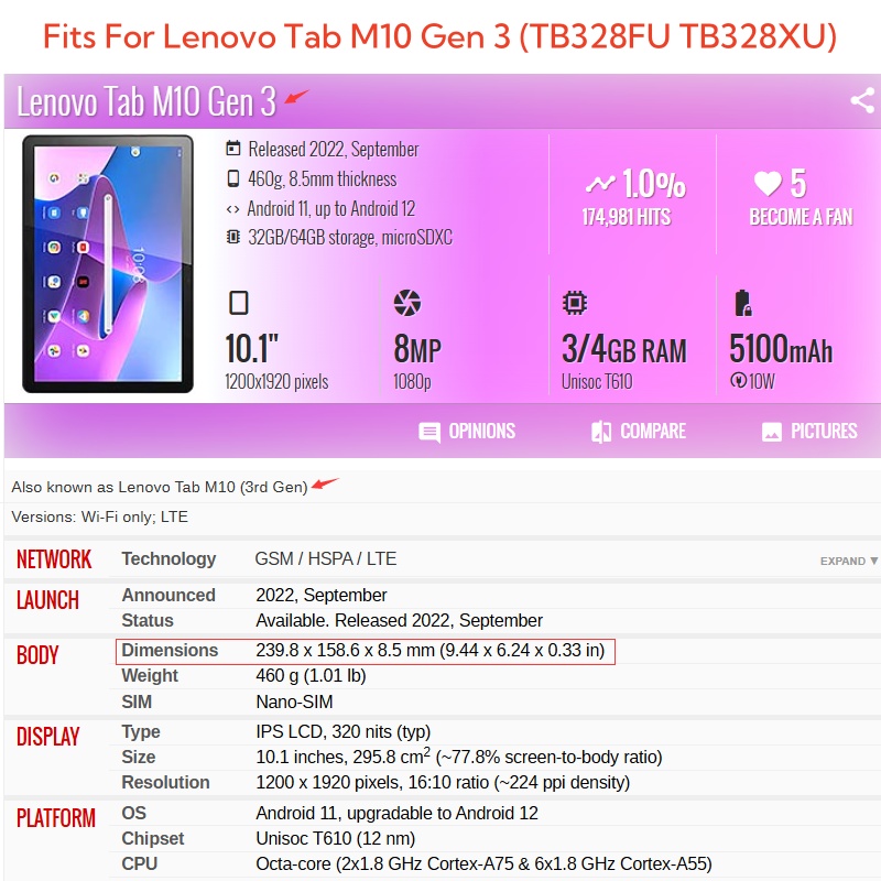 Pour Lenovo Tab M10 3ème génér - Tablet Cover Accessories avis et prix